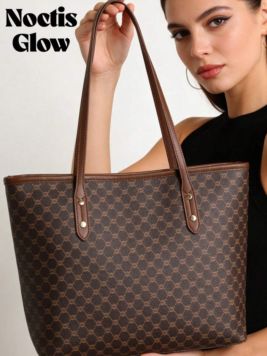 Large Capacity Tote Bag Stylish Handbag For Women Heavy-Duty Shoulder Bag Lightweight Shopping Bag Great For Vacation Beach Trips Commute Travel