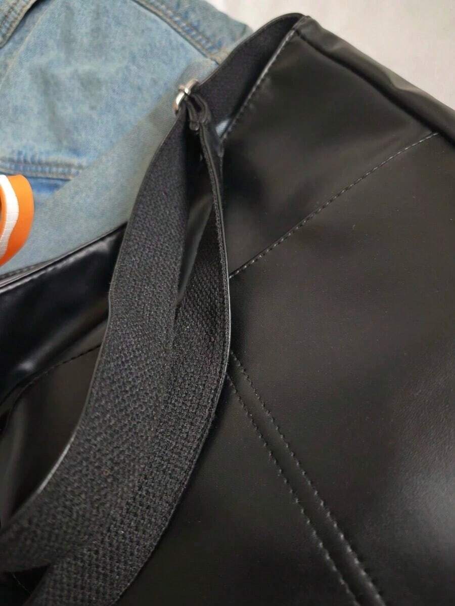 Women's Soft Black Faux Leather Large Hobo Tote Bag, Adjustable Crossbody Strap With Cute Doll Charm For Work Shopping Travel