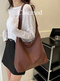 Coffee/Black Solid Color PU Large Capacity Magnetic Closure Casual Fashion Shoul