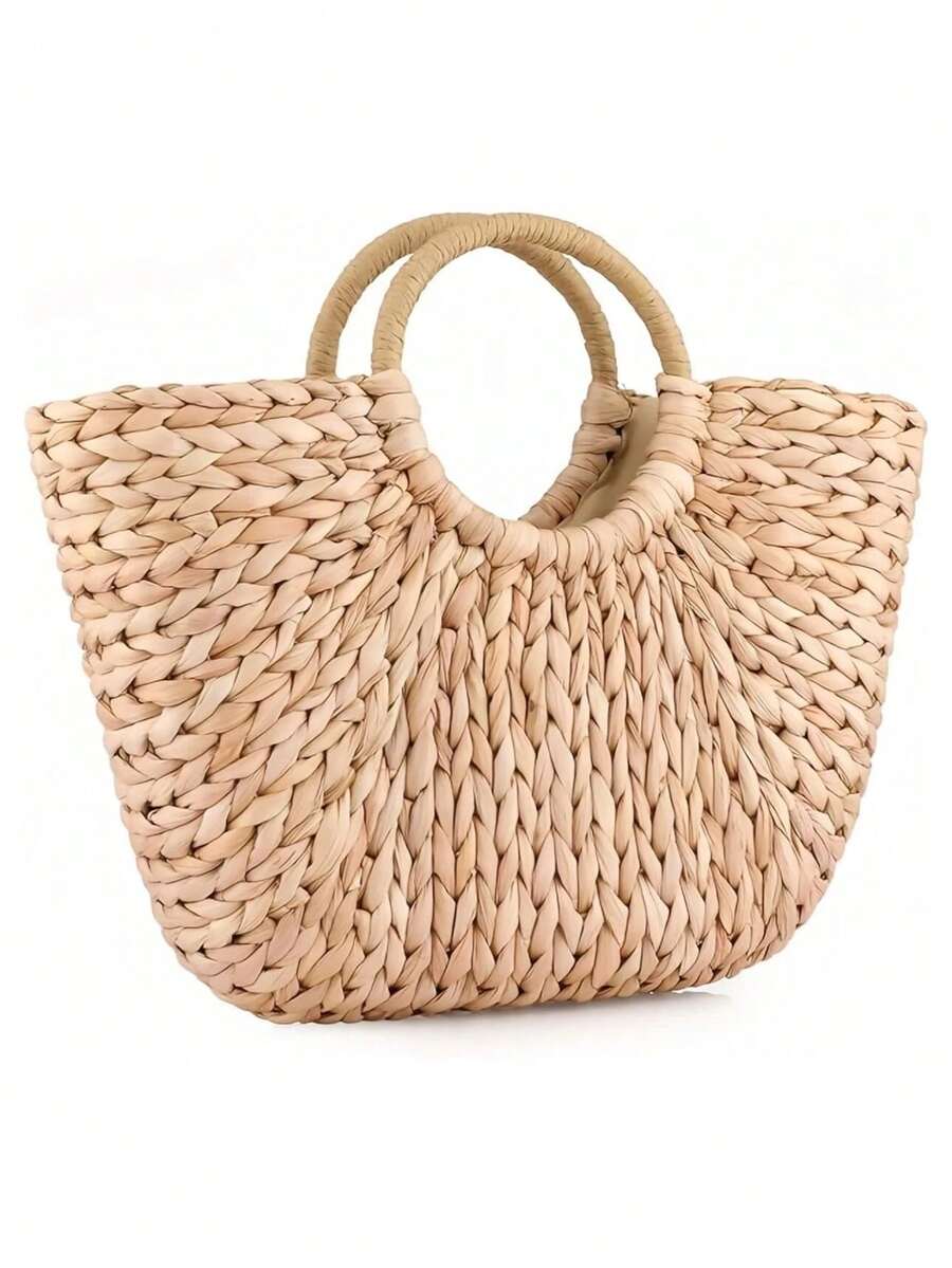 Gets Handwoven Straw Beach Tote Bag Women Summer Boho Shoulder Purse Lightweight Natural Fiber Rattan Clutch Vacation Holiday Gift Casual Travel