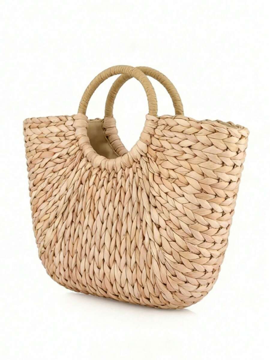Gets Handwoven Straw Beach Tote Bag Women Summer Boho Shoulder Purse Lightweight Natural Fiber Rattan Clutch Vacation Holiday Gift Casual Travel