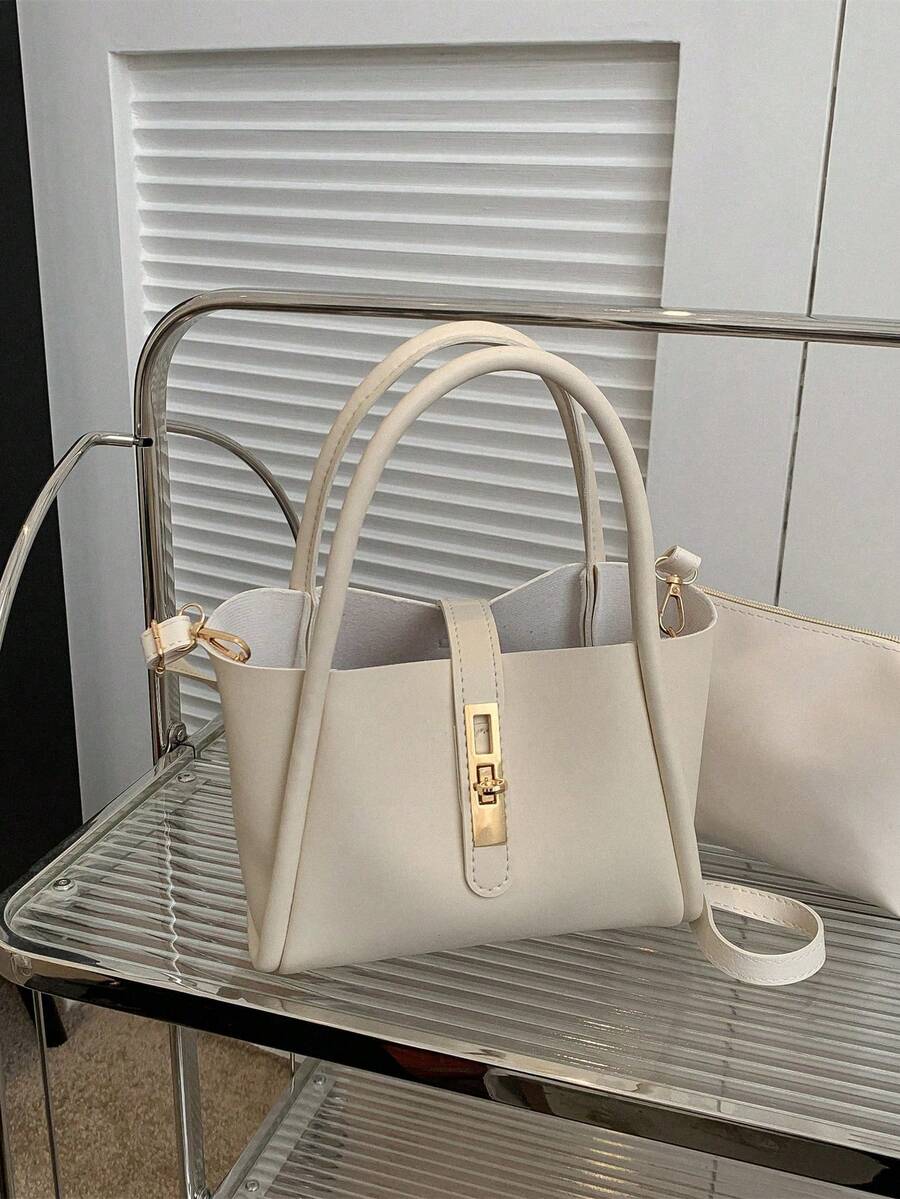 Women's New Solid Color PU Fashion Tote Bag Multifunctional Crossbody Bag With Small Coin Purse