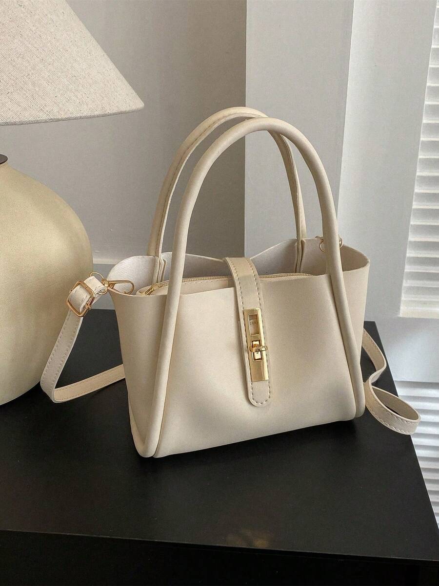 Women's New Solid Color PU Fashion Tote Bag Multifunctional Crossbody Bag With Small Coin Purse