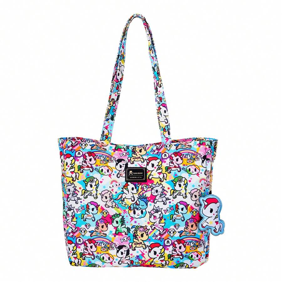 Official Tokidoki Tote Bag With Unicorno Keychain, Cartoon Canvas Bag Handbag Large Capacity Shoulder Bag For Women Girls