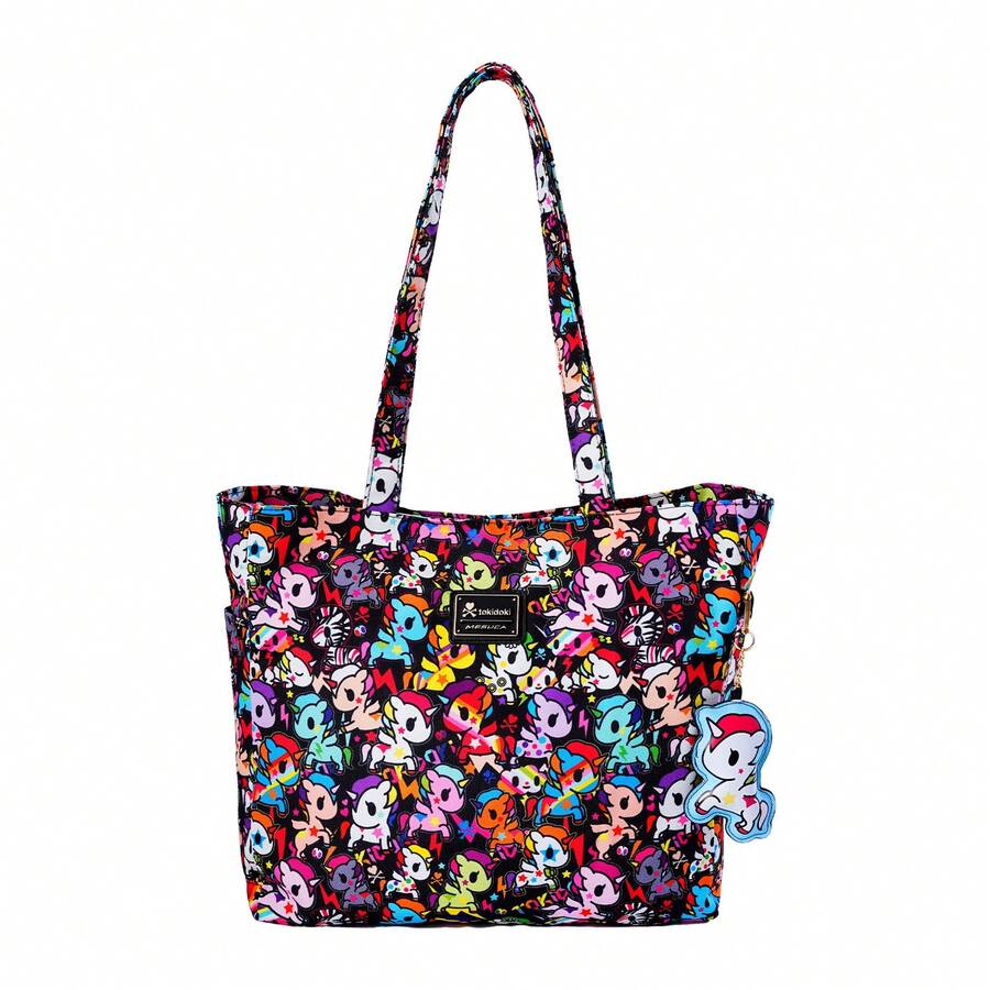 Official Tokidoki Tote Bag With Unicorno Keychain, Cartoon Canvas Bag Handbag Large Capacity Shoulder Bag For Women Girls