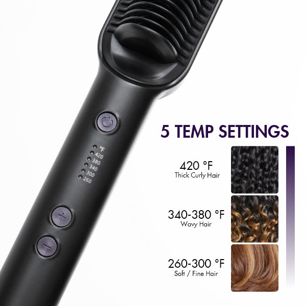 Hair Straightener Comb with US Plug, Built-in Ceramic Heating Plate, 20s Fast Heating & 5 Temp Settings & Anti-Scald for Professional Salon at Home | US Only