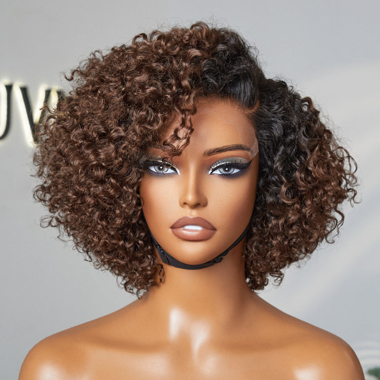 Soft-Shine Mocha Mousse Ombre - Fluffy Kinky Curl Glueless Minimalist HD Lace Wig Ready to Go
