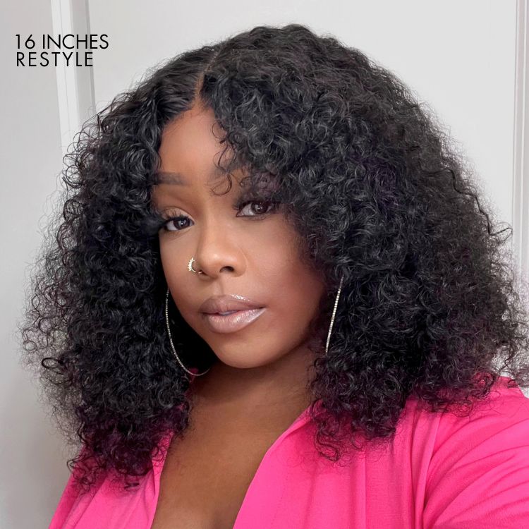 Kinky Curly Natural Black Glueless 5x5 Closure HD Lace Wig Ready To Go | Large & Small Cap Size - US Only