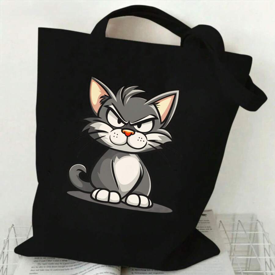 Unisex Canvas Tote Bag| Suitable Commuting, Travel, Daily Use, School, Shopping, Outdoor Activities| Black And White Colors, Washable