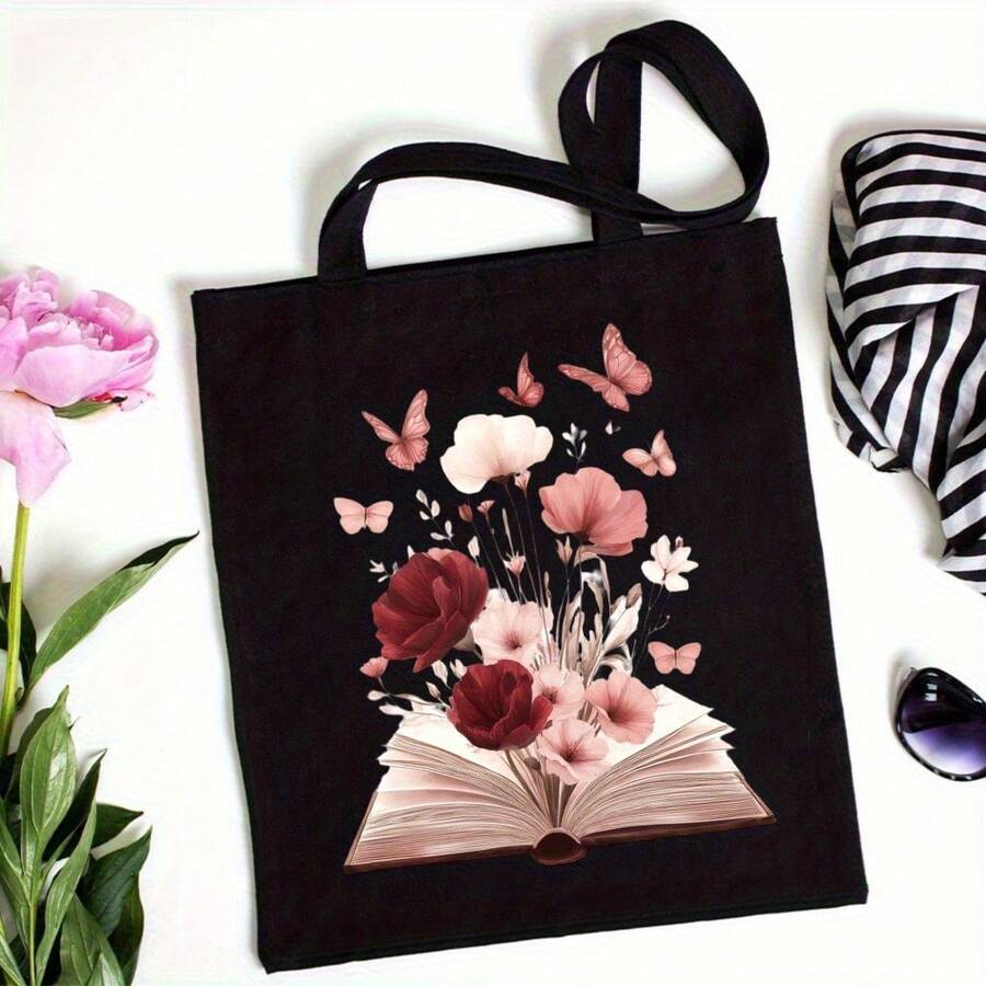 Tote Bag Unisex Shoulder Bag Commuting Travel Daily Use Black And White Colors Suitable Shopping Work School Outdoor Activities