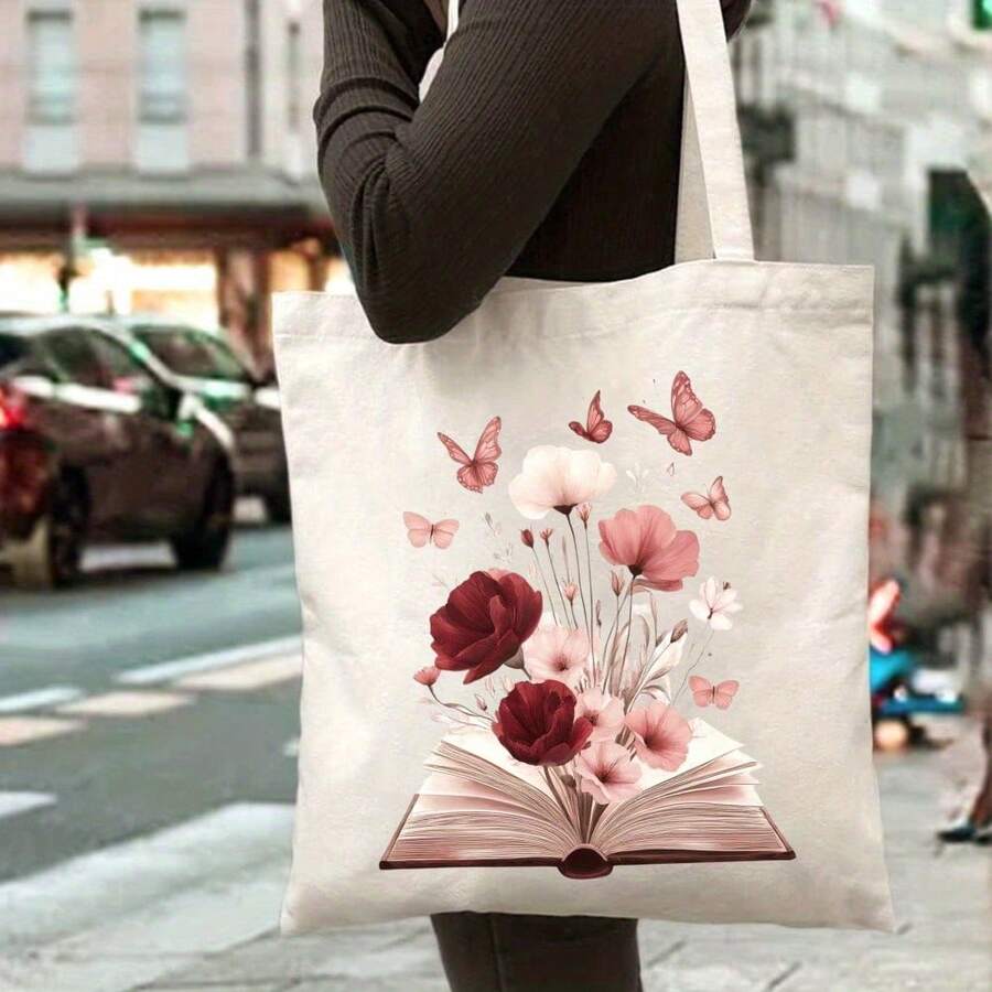 Tote Bag Unisex Shoulder Bag Commuting Travel Daily Use Black And White Colors Suitable Shopping Work School Outdoor Activities