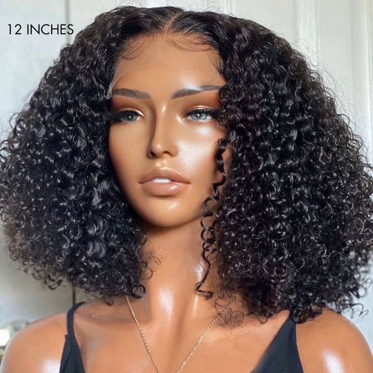 Kinky Curly Natural Black Glueless 5x5 Closure HD Lace Wig Ready To Go | Large & Small Cap Size - US Only