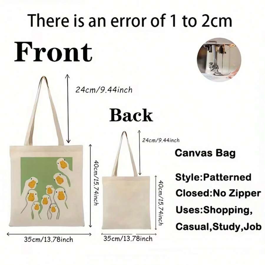 1pc 1pcs Women's Golden Retriever Dog Print Handbag- Casual Tote Suitable For Everyday Use, Machine Washable, Spacious Open-Top Bag With Strap, Stylish Pet-Themed For Dog Owners (No Closure)