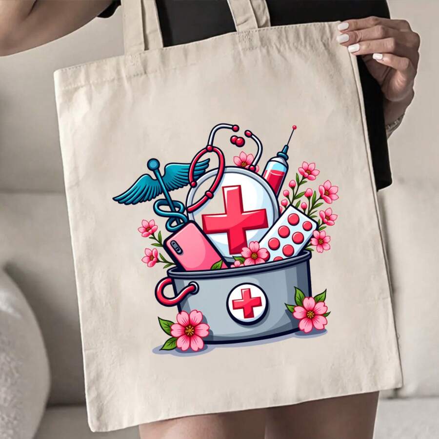 Student Nurse Doctor Tote Bag- Heavy-Duty Nylon Professional Bookbag Suitable Healthcare Workers, Commuting, Hospital, Travel- & Washable (Black/)