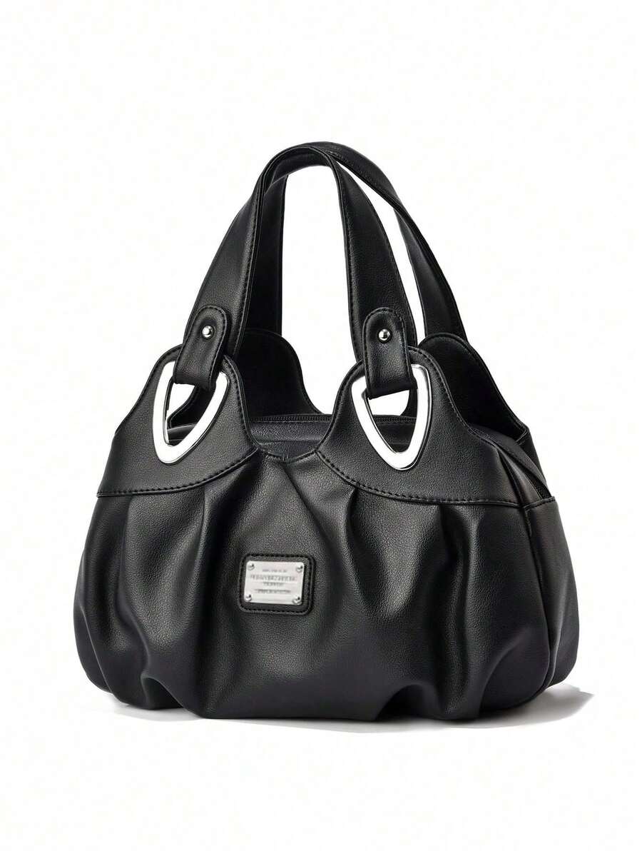Small Shoulder Tote Bag Metal Decor, S For Women, Rookies & White-Collar Workers