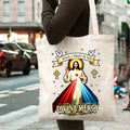 Tote Bag White Divine Mercy Print, I Trust In You Religious Design For Church, Daily Use, And Gifts, Church Accessories, Spiritual Gifts, Inspirational Print, Faithbased Artwork, Washable Fabric, Ligh