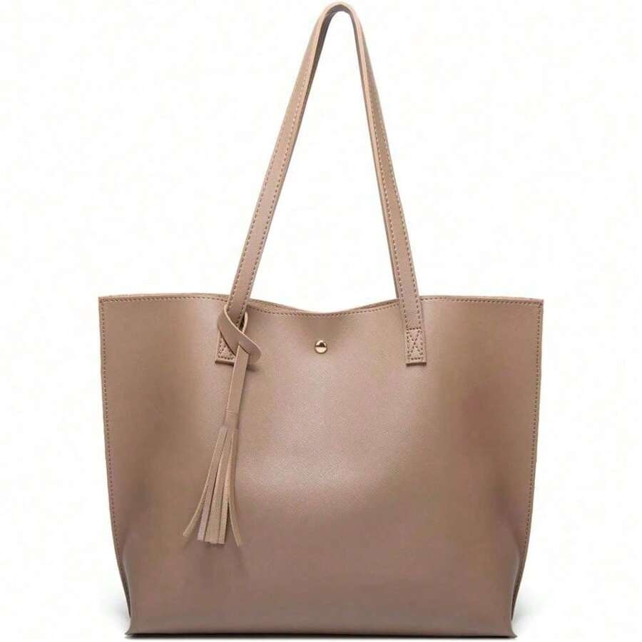 Dreubea Women's Soft Faux Leather Tote Shoulder Bag From, Big Capacity Tassel Handbag