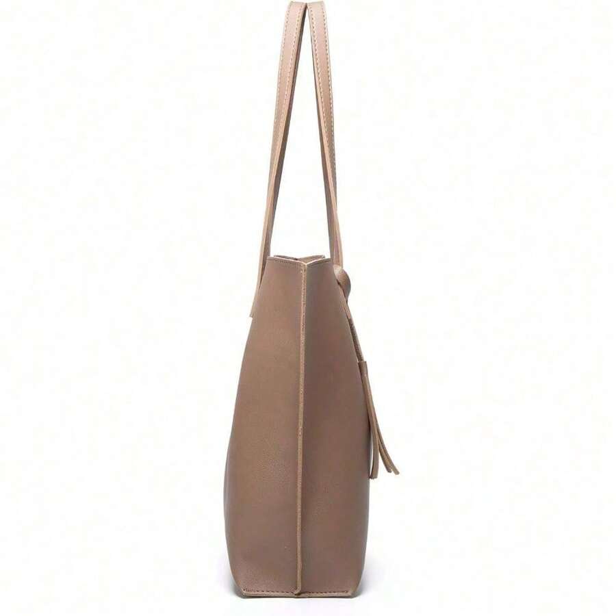 Dreubea Women's Soft Faux Leather Tote Shoulder Bag From, Big Capacity Tassel Handbag