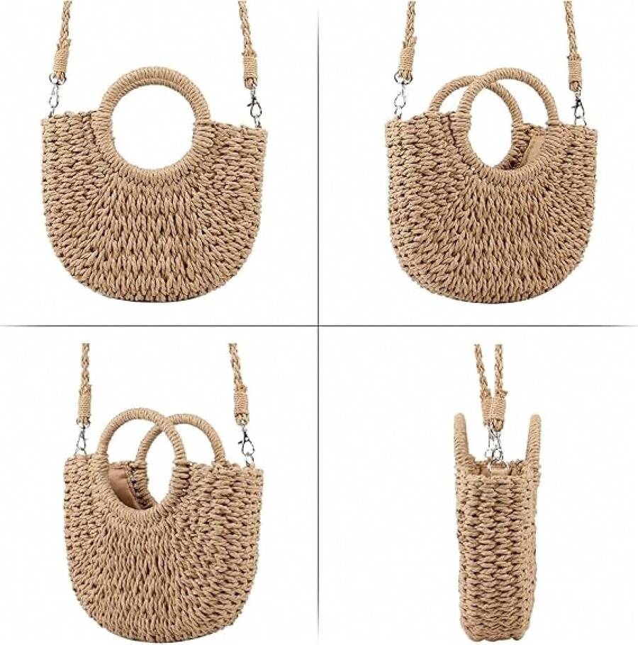 Women's Straw Beach Tote Bag- Lightweight Summer Mesh Hollow Shoulder Bag, Perfect For Beach Days And Daily Commute And Everyday Use