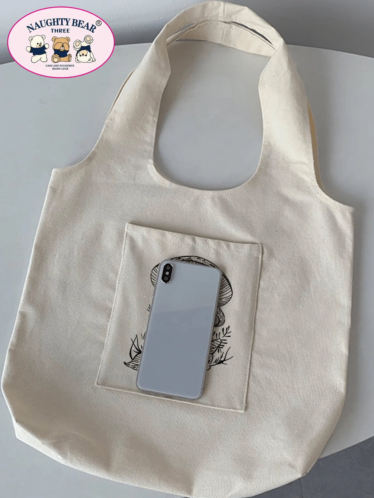 Fashionable Simple Style Mushroom Printed Canvas Bag Mushroombag,Novelty Bag, Perfect Best Gag & Funny Gifts.