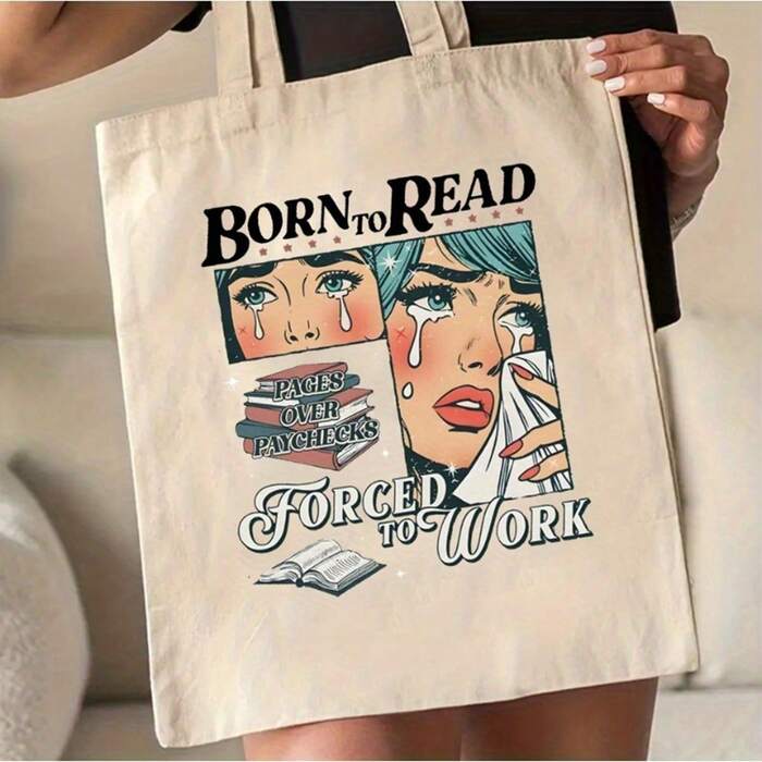 Women'S Funny Book Lover Tote Bag- "Born To Read