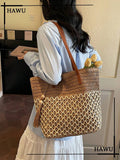 Tasseled Accent Colorblock Tote Bag, Beach Vacation Bag,Fringe Bag