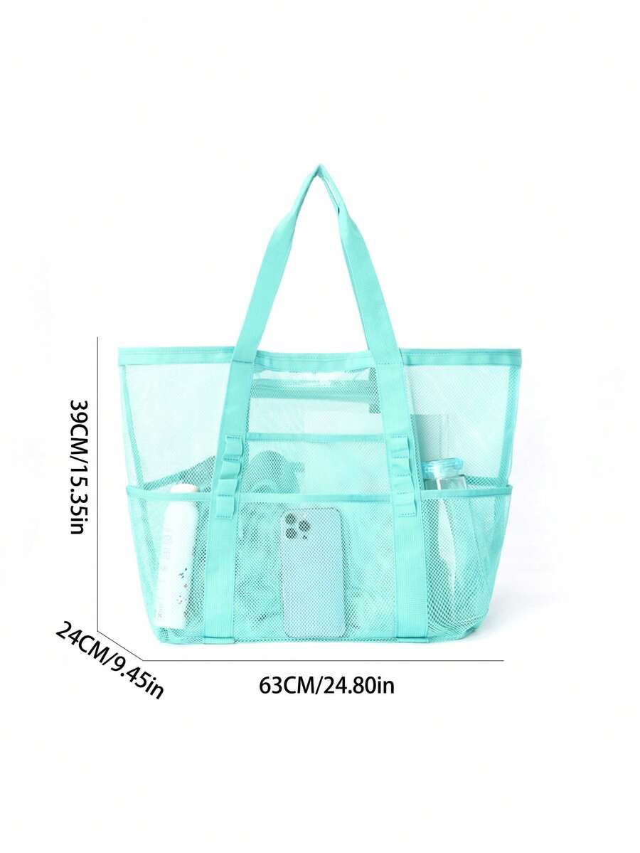 Hollow Polyester Mesh Large Capacity Beach Bag, Travel Laundry Bag, Swimming Storage Bag, Minimalist Mesh Beach Bag, Mother's Day Gift For Mom, Summer