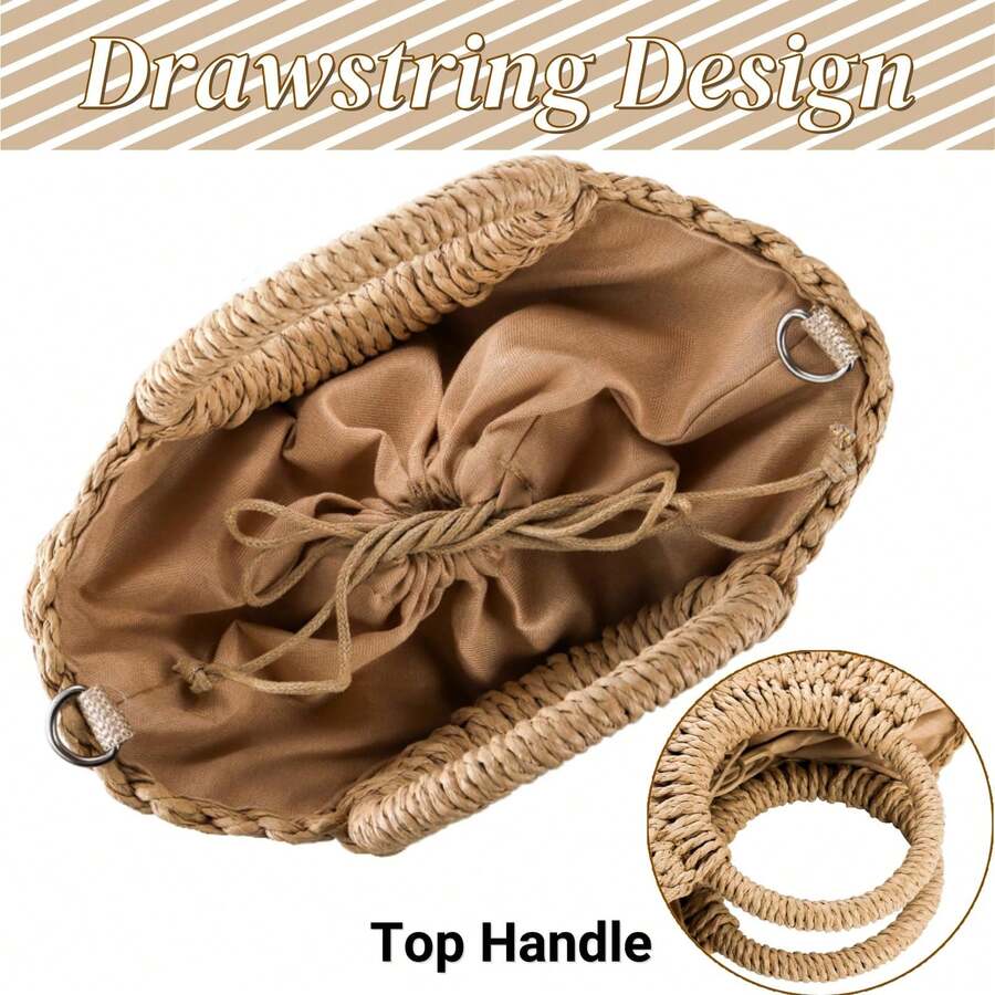 Oaoleer 1PC Straw Clutch Purses For Women Woven Straw Beach Sea Handbag Tote Bags For Summer