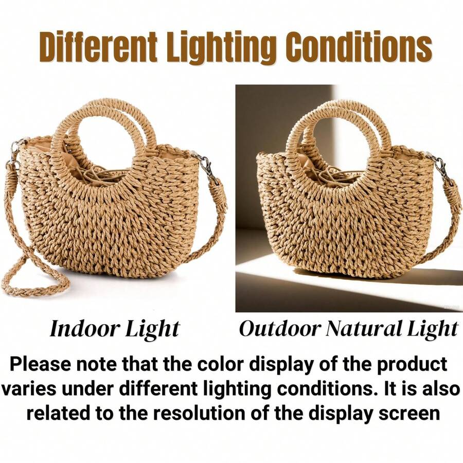 Oaoleer 1PC Straw Clutch Purses For Women Woven Straw Beach Sea Handbag Tote Bags For Summer