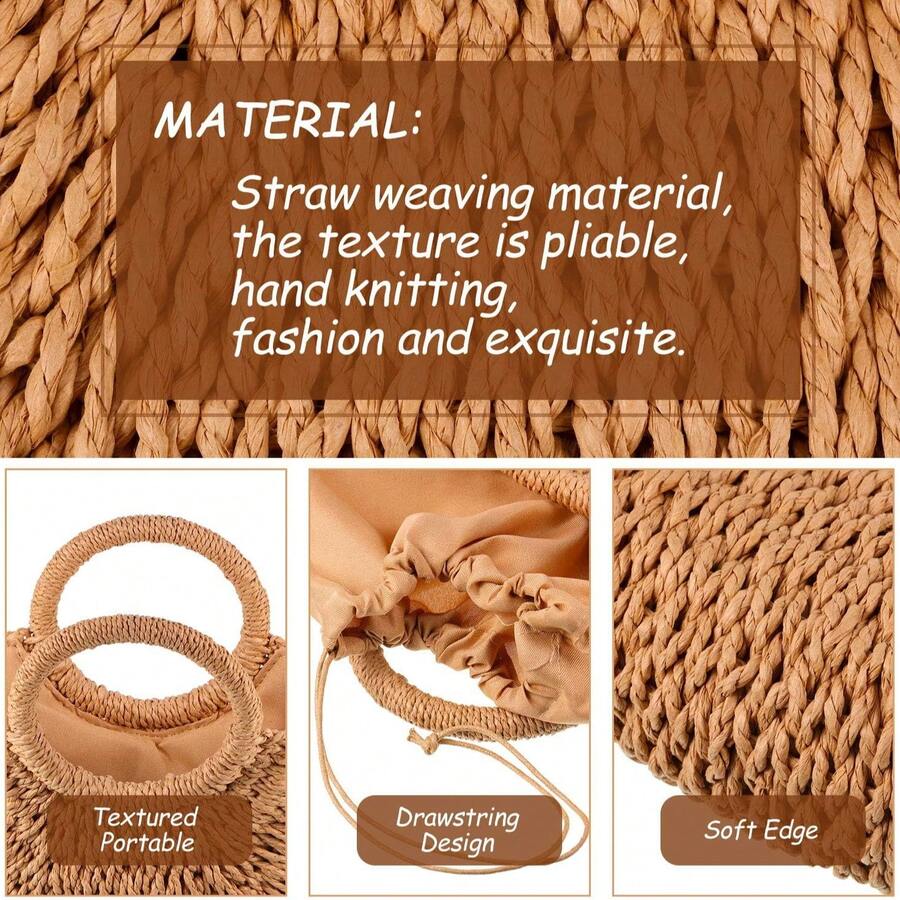 Oaoleer 1PC Straw Clutch Purses For Women Woven Straw Beach Sea Handbag Tote Bags For Summer