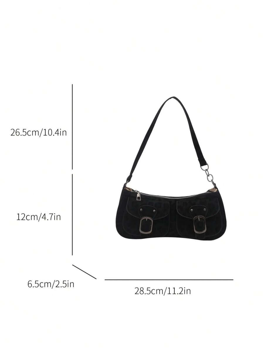 New Fashion Double Pocket Decor Handbag Tote Shoulder Bag, Suitable For Parties, Outings, Vacations, Shopping And Daily Use, Can Store Coins, Phones, Also Suitable As A Work Bag For White-Collar, Coll