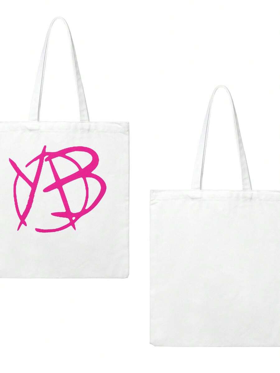 Yungblud Logo Canvas Tote Bag For Women Girl Reusable Tote Bag Foldable Large Capacity Leisure Shopping Bag