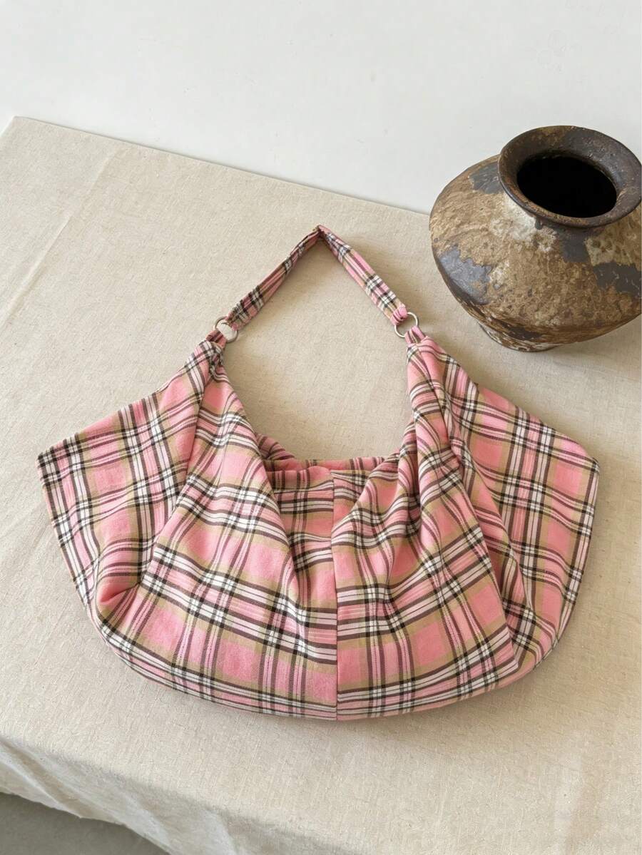 Large Capacity Foldable Solid Color Shoulder Bag, Back To School Minimalist Style Women's Crossbody Bag, Nylon Fabric Bag