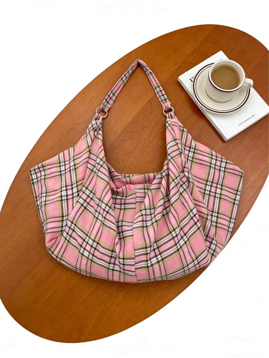 Large Capacity Foldable Solid Color Shoulder Bag, Back To School Minimalist Style Women's Crossbody Bag, Nylon Fabric Bag