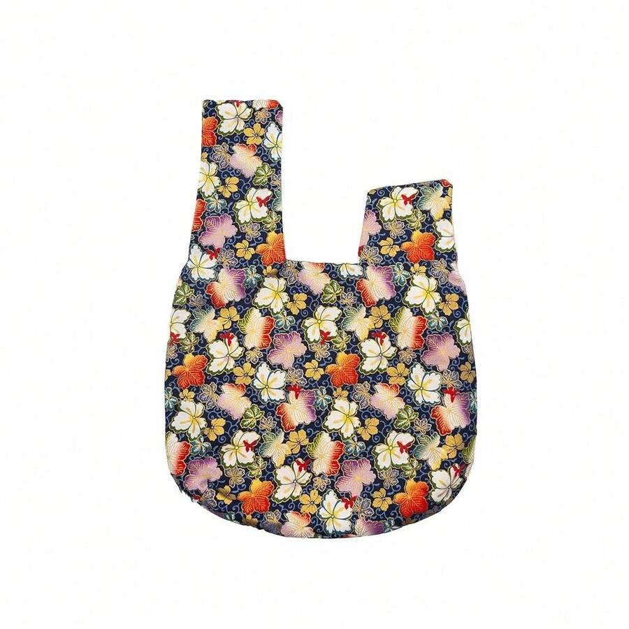 Stylish Cotton Japanese Pattern Wrist Bag Sleeve Knot Pouch Portable Canvas Tote Purse For Female, Women| Stylish, Cotton, Japanese Pattern, Sleeve, Knot Pouch, Portable
