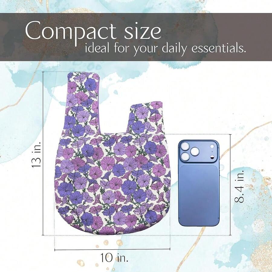 Stylish Cotton Japanese Pattern Wrist Bag Sleeve Knot Pouch Portable Canvas Tote Purse For Female, Women| Stylish, Cotton, Japanese Pattern, Sleeve, Knot Pouch, Portable
