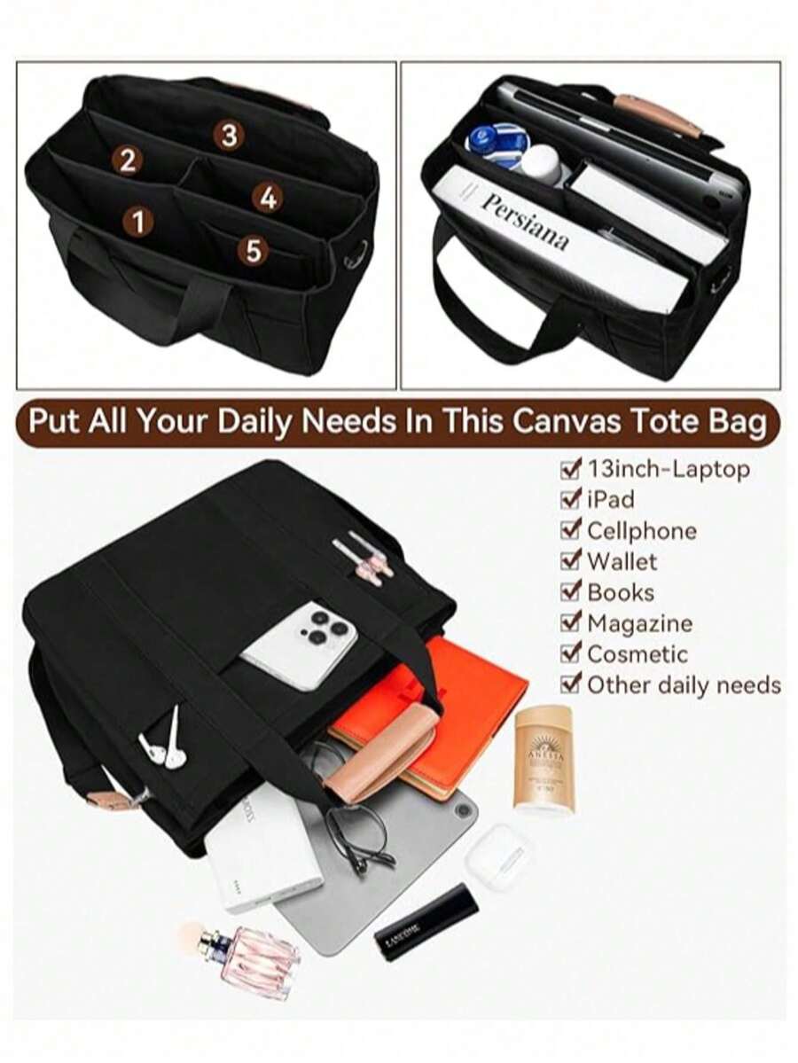 Lightweight,Business Casual Minimalist Large Capacity Top Handle Bag Double Handle For Teen Girl Women College Students,Rookies & White-Collar Workers
