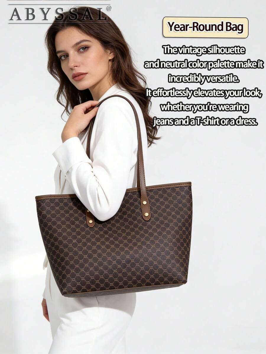 Versatile Women's Shoulder Bag Large-Capacity Tote Bag For Women–Vintage Leather Look Commuter & Shopping Handbag Back To School Valentine's Day Gift