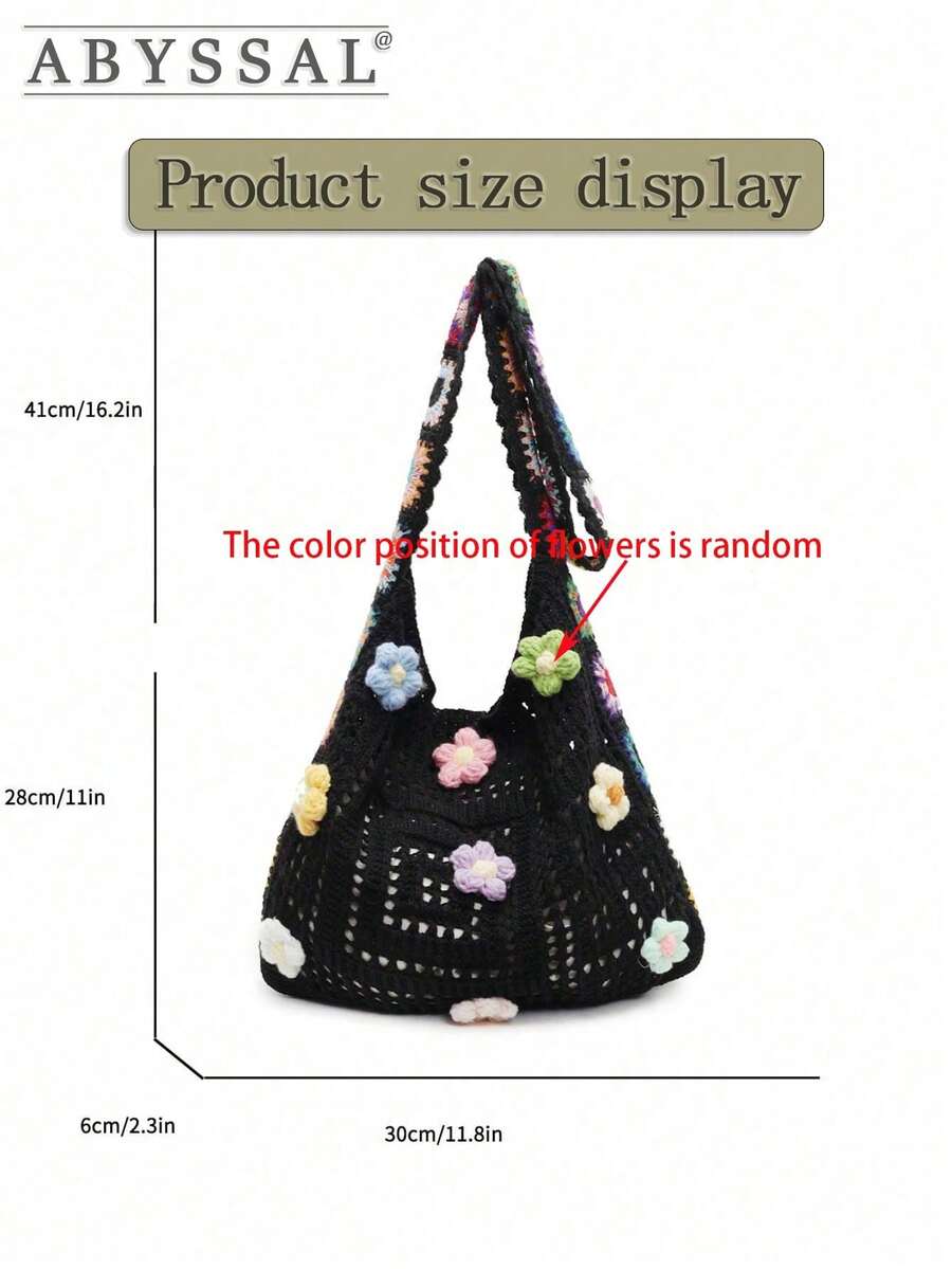Boho Crochet Beach Bag For Women Large-Capacity Crochet Shoulder Bag Retro Tote Bag Handbag Crossbody Bag For Parties Shopping And Travel Essential