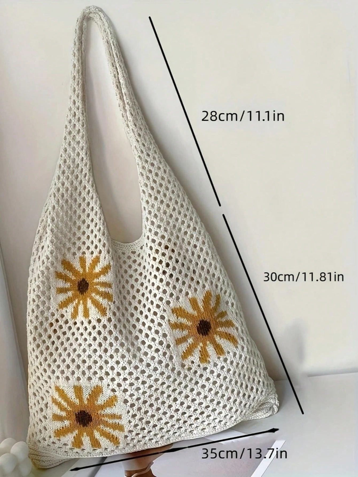 LFIRSTL Minimalist Hollow Design Crochet Knitted Tote Bag, Large Capacity Portable Vacation Bag, Suitable For Working Women, Students, High School, College