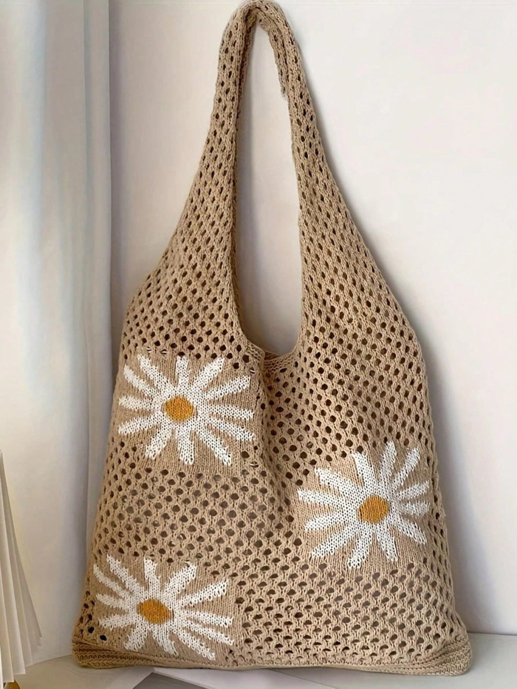 LFIRSTL Minimalist Hollow Design Crochet Knitted Tote Bag, Large Capacity Portable Vacation Bag, Suitable For Working Women, Students, High School, College