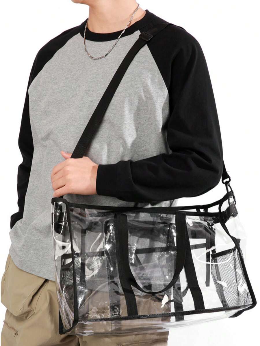 Ubysoyi Clear Tote Bag Set With Inner Pouch Stadium Bag Shoulder Beach Mommy Bag Handbag For Women/Unisex For Fitness Concert Sport Swim Travel Vacation