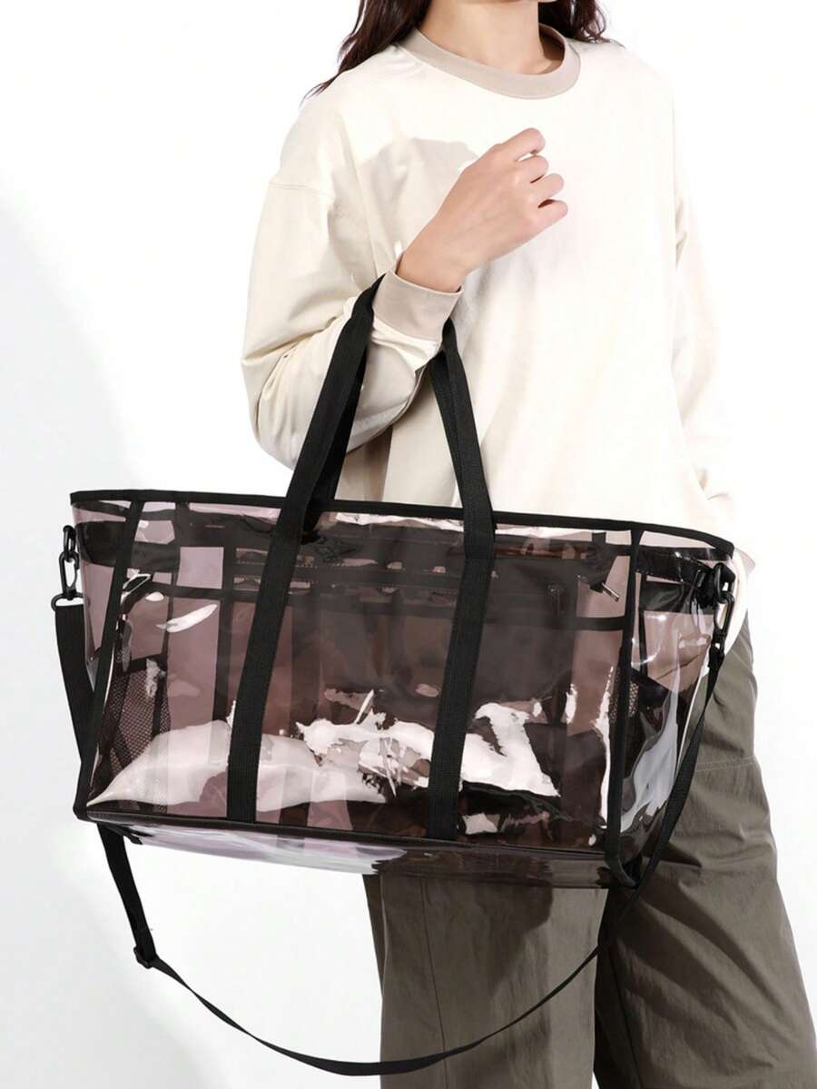 Ubysoyi Clear Tote Bag Set With Inner Pouch Stadium Bag Shoulder Beach Mommy Bag Handbag For Women/Unisex For Fitness Concert Sport Swim Travel Vacation