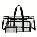 Ubysoyi Clear Tote Bag Set With Inner Pouch Stadium Bag Shoulder Beach Mommy Bag Handbag For Women/Unisex For Fitness Concert Sport Swim Travel Vacation