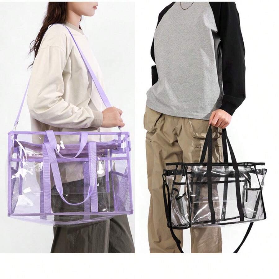 Ubysoyi Clear Tote Bag Set With Inner Pouch Stadium Bag Shoulder Beach Mommy Bag Handbag For Women/Unisex For Fitness Concert Sport Swim Travel Vacation