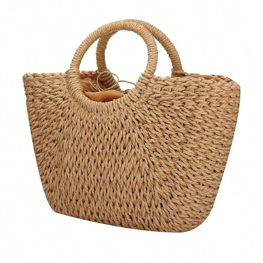 YYW Straw Bags For Women Handwoven Large Straw Tote Round Handle Summer Beach Rattan Bag Boho Chic Oversized Friendly Lightweight Holiday Gift Beachwear