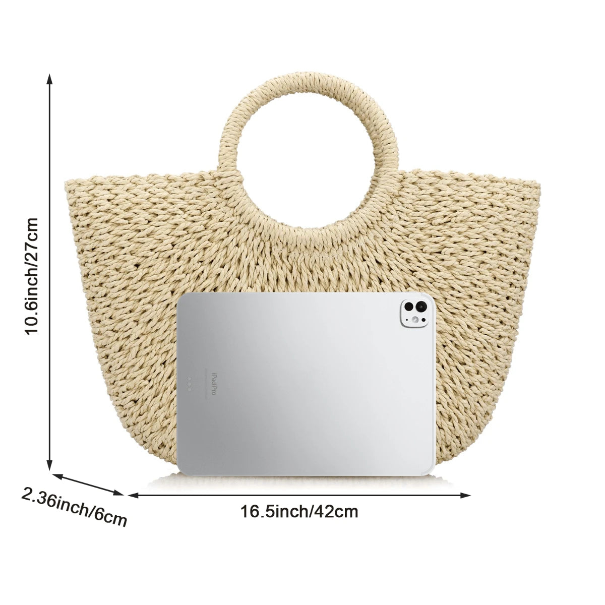 Milky Way Straw Bags For Women Handwoven Large Straw Tote Round Handle Summer Beach Rattan Bag Boho Chic Oversized Friendly Lightweight Holiday Gift Beachwear