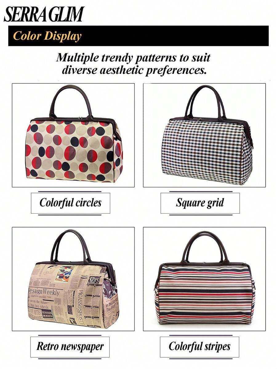 Retro Newspaper Print Women's Tote Bag Handbag Large Capacity Travel Organizer Storage Bag Waterproof Student Luggage Bag- Zipper Closure