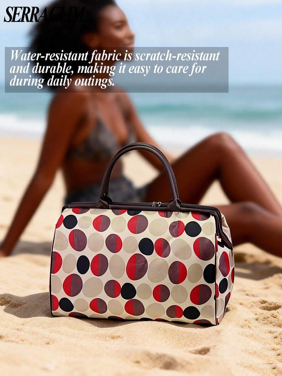 Retro Newspaper Print Women's Tote Bag Handbag Large Capacity Travel Organizer Storage Bag Waterproof Student Luggage Bag- Zipper Closure