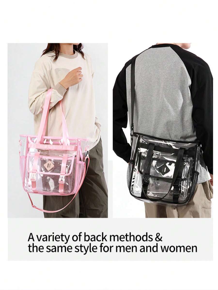 Ubysoyi Clear Tote Bag For Women/Unisex Transparent Handbag Lightweight See Through Shoulder Crossbody Bag For Vacation Fitness Concert Sport Swimming Travel